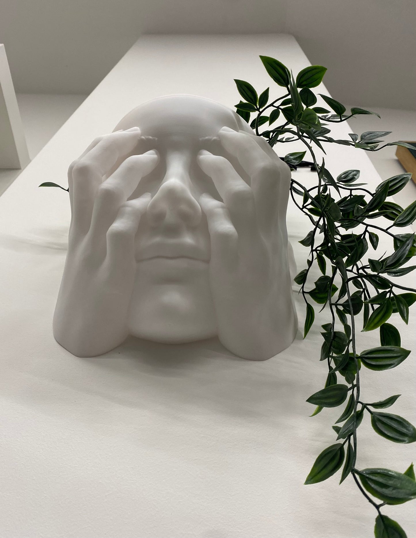 Scultura Fioriera 'Non Vedo' – Design Bianco Opaco da Parete (26 cm)