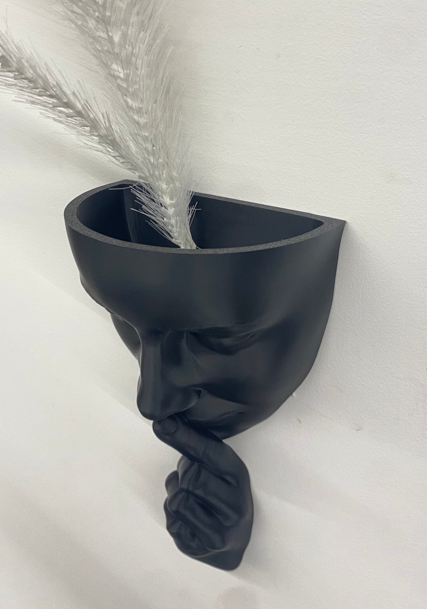 Scultura Fioriera 'Silenzio' – Design Nero Opaco (26 cm)